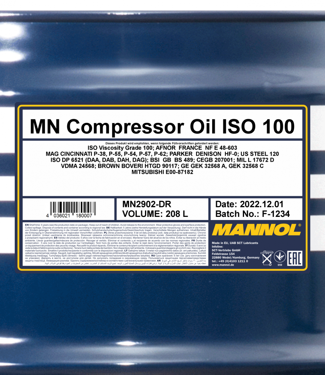 3x MANNOL condensadores ISO 100 VG VDL 100 kompressorenöl 3x 1 L 