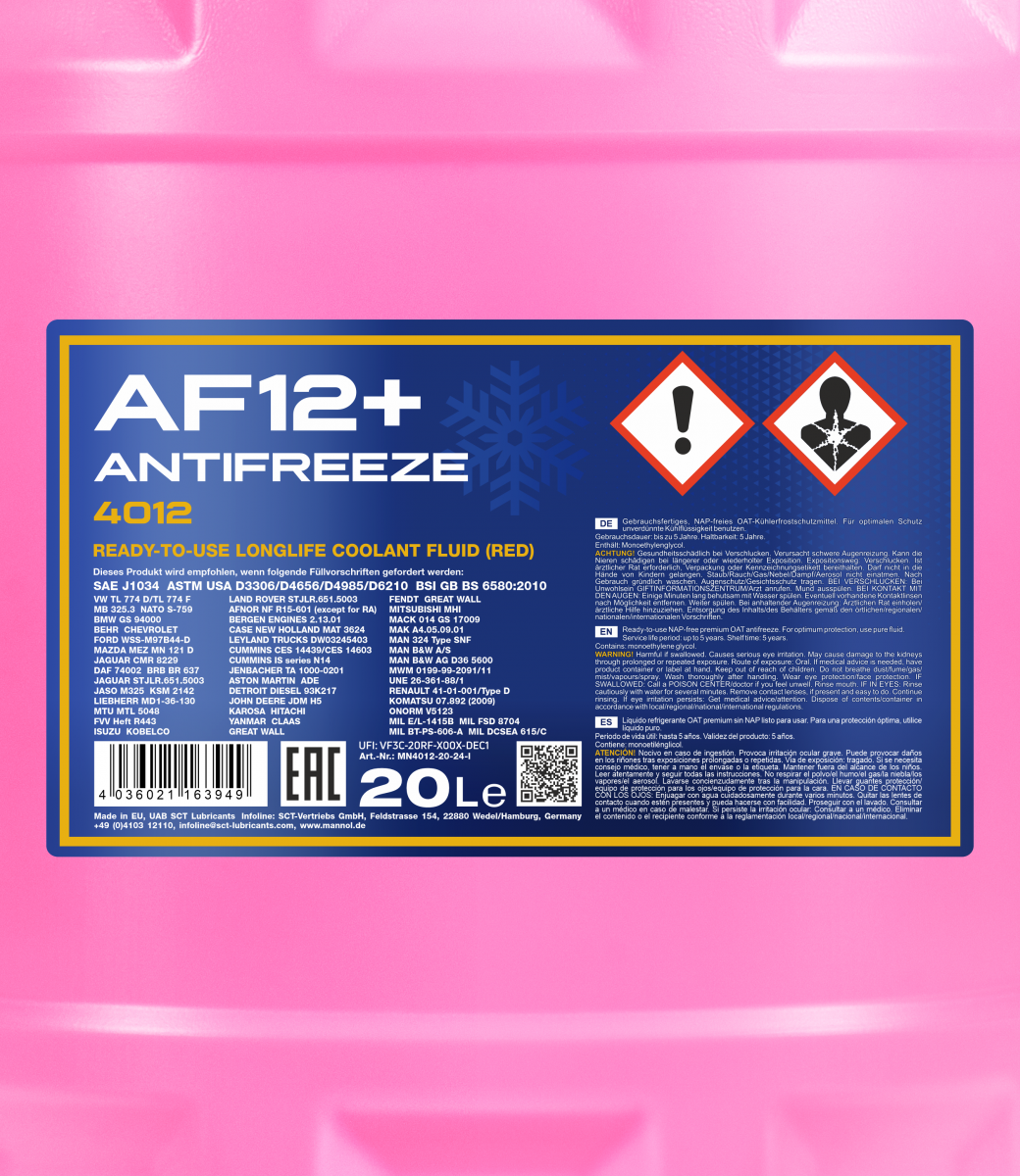 MANNOL Antifreeze AF12+ (-40 °C) Longlife