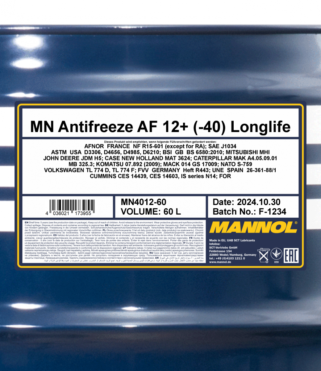 MANNOL Antifreeze AF12+ (-40 °C) Longlife