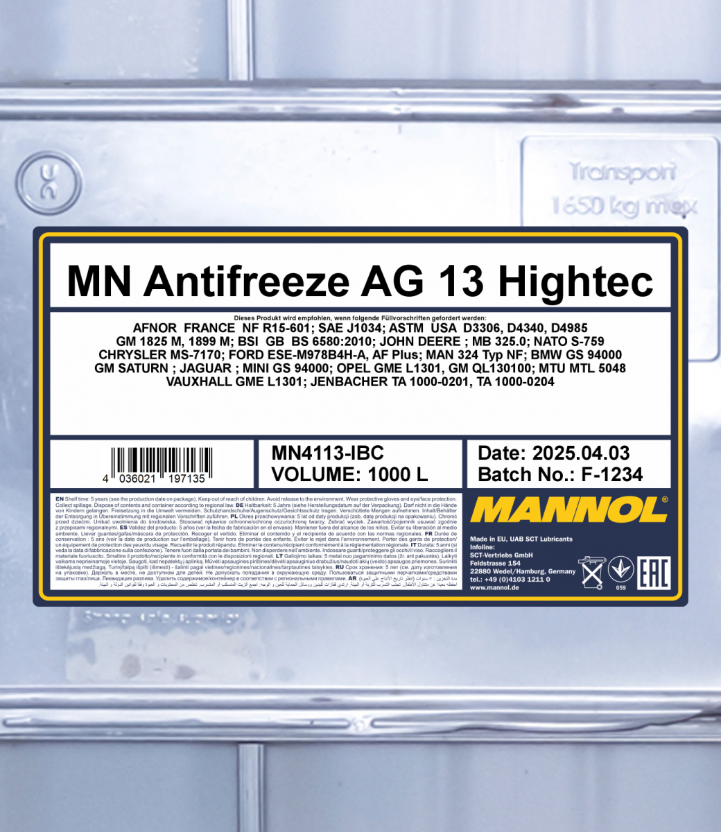 MN4014-1 MANNOL AG13+ Advanced Kühlmittel G13 gelb, 1l MN4014-1