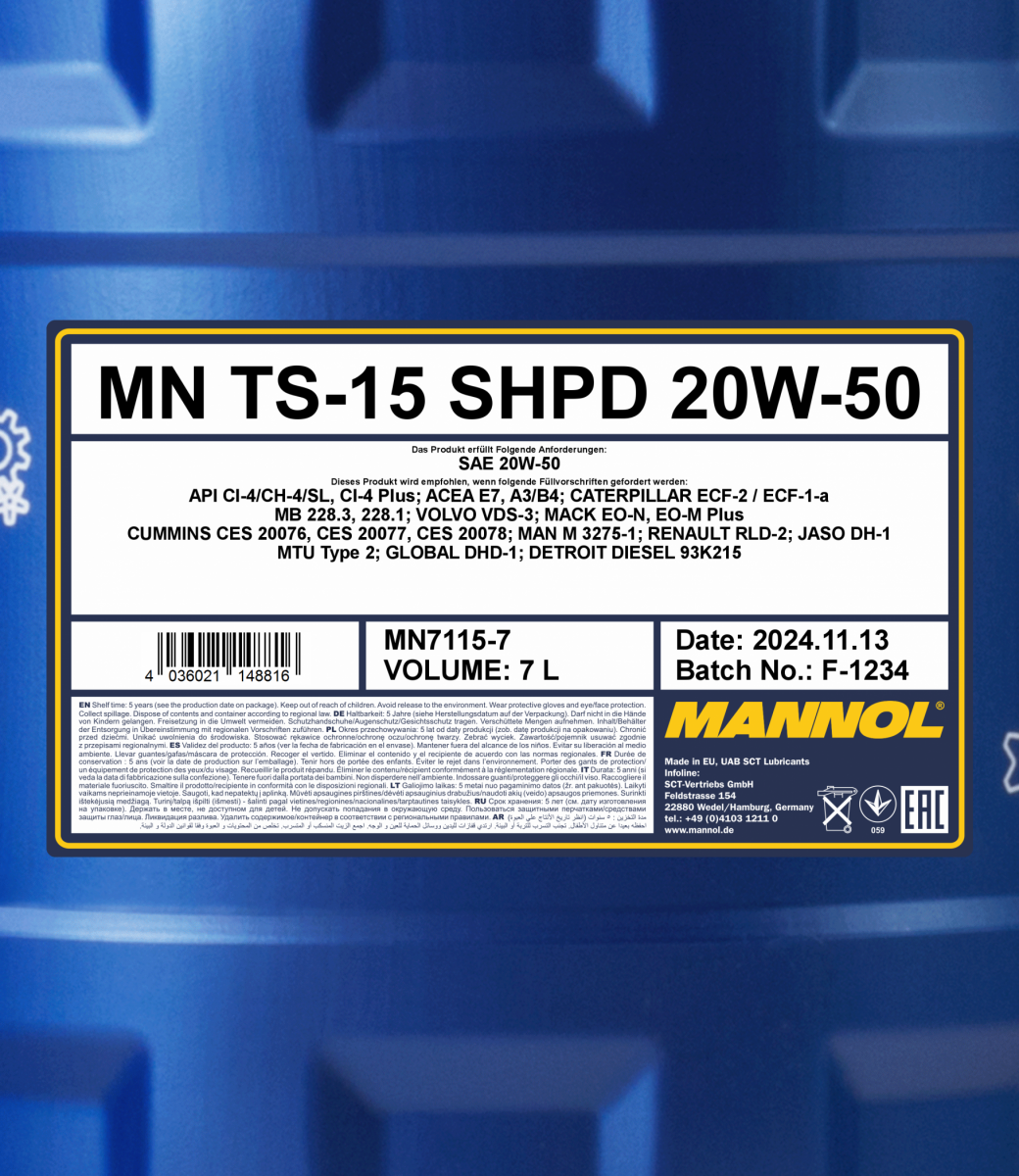 MANNOL TS-2 SHPD 20W-50 Motoröl 20l Kanister - Motoröl günstig kaufen