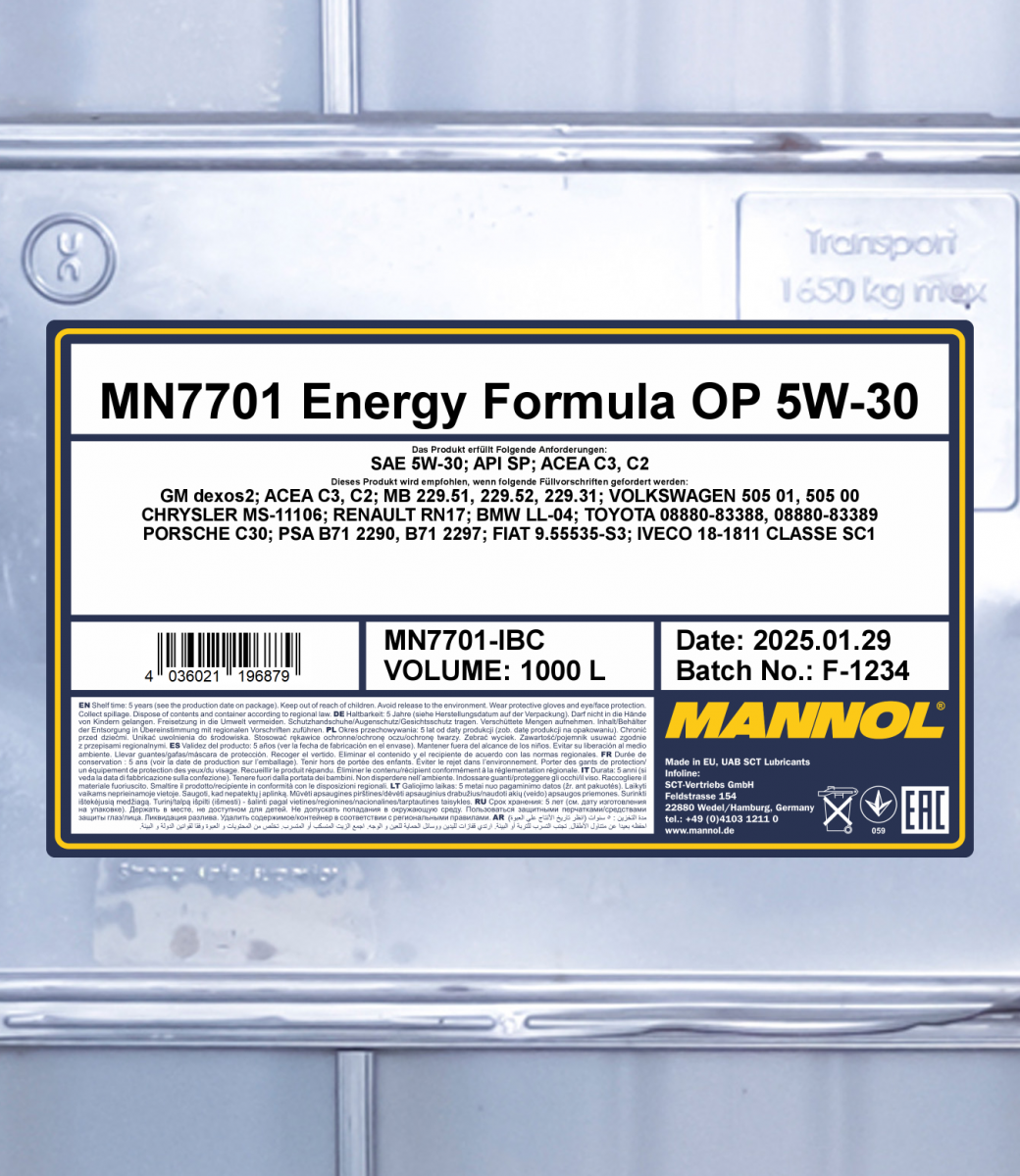 MANNOL Engineoil 5W30 OP API SN Plus 3 X 1 Liter buy online by MV, 18,95 €