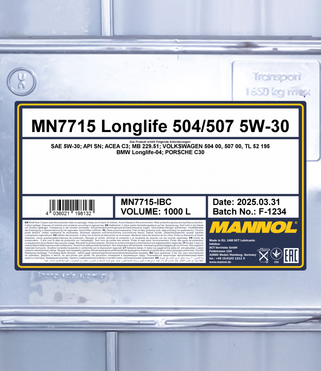 Mannol 7715 5W-30 Huile de Moteur Synthétique 20L