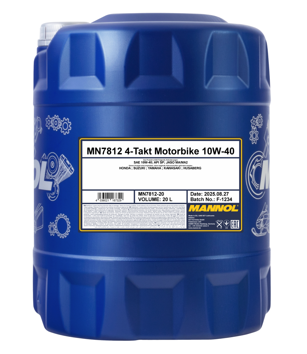thumbnail image 2 of Mannol 4-Stroke Motorbike Oil 10W-40 – 10 Liters, Semi-Synthetic, API SN 2 of 3