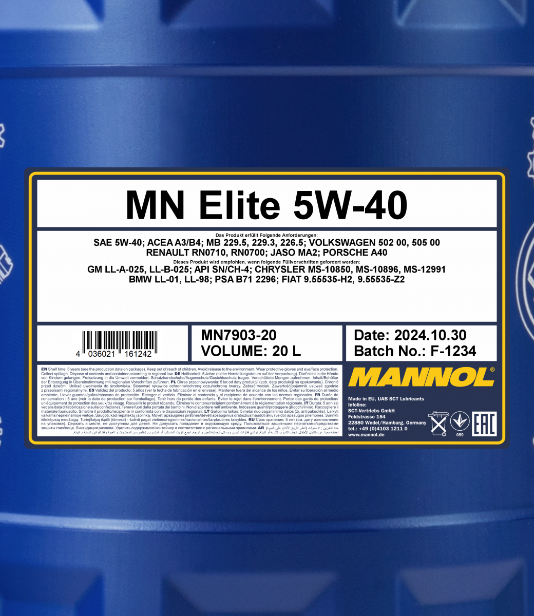 MANNOL Motoröl Motor Öl ELITE 5W40 API SN / CH-4 7 Liter online i, 39,45 €