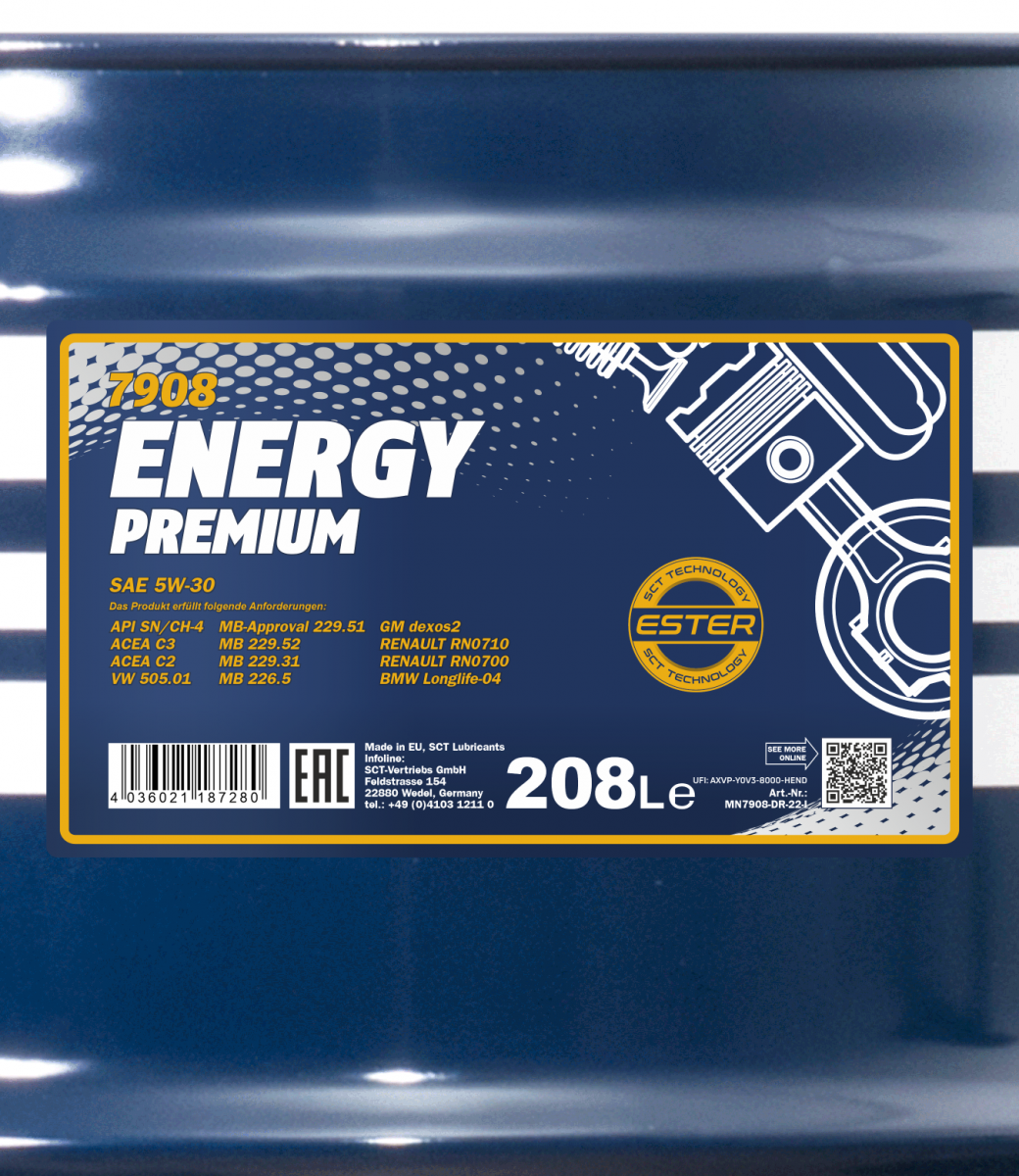 Aceite Mannol Energy Premium 5w30 5l Sintetico Germany