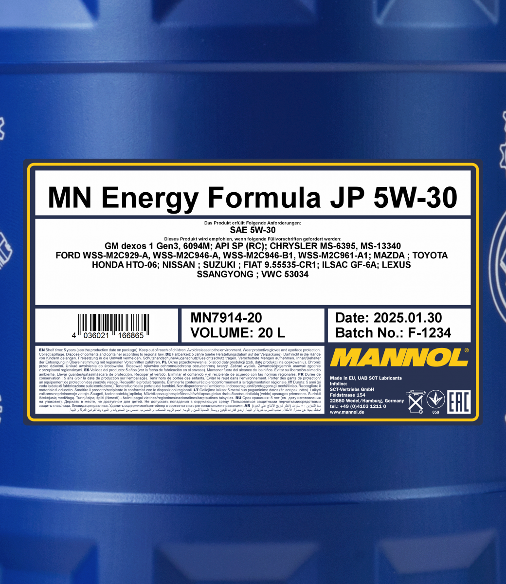 CARTOON ENERGY FORMULA JP 5W30 7914 4L MANNOL - IBNALHAJRI