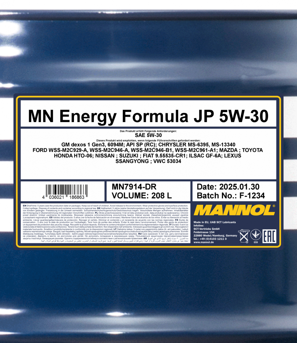 Mannol Energy Formula JP 5W30 Motor Gasolina Full Sintético 1 Galon (4  Litros) – Disauto – Repuestos Automotrices Quito