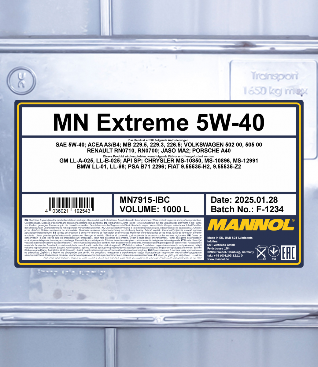 Compare Mannol EXTREME 5W-40 ACEA A3, ACEA B4, API CH-4, API SN, BMW LL 01,  BMW LL 98, Fiat 9.55535-H2, Fiat 9.55535-Z2, GM-LL-A-025, GM-LL-B-025, JASO  MA-2, MB 226.5, MB 229.3, MB 229.5