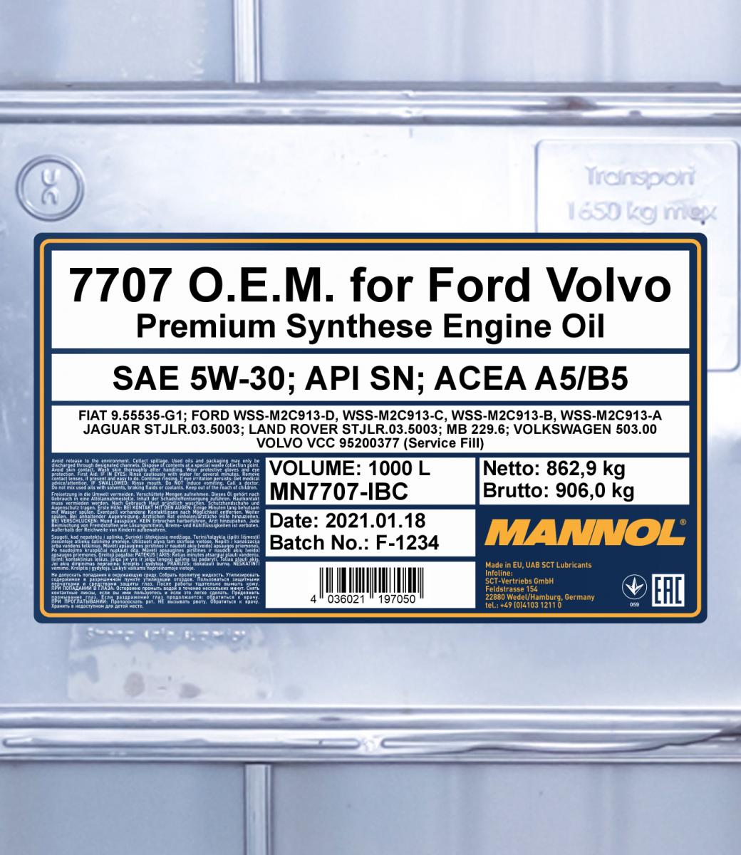 MANNOL (7707) ENERGY FR 5W30 A5/B5 **FULLY SYNTHETIC**FORD WSS-M2C913-D ...